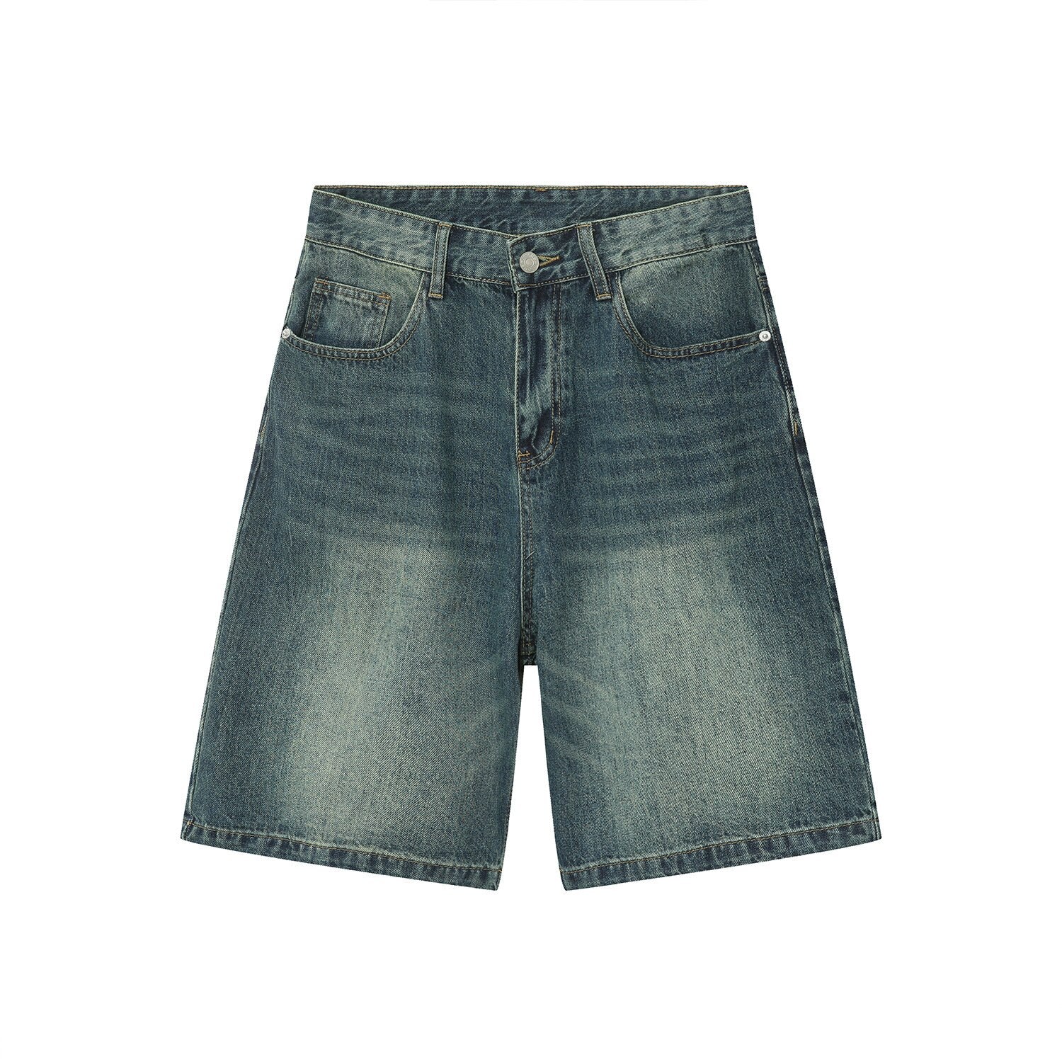 Gray Faded Knee Length Denim Jorts