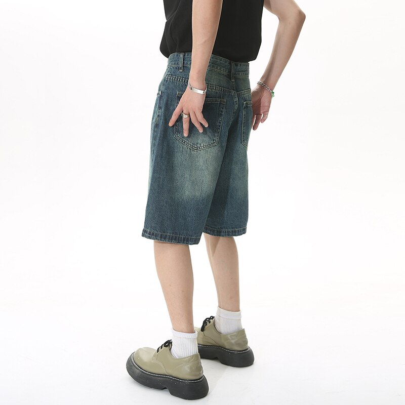 Gray Faded Knee Length Denim Jorts