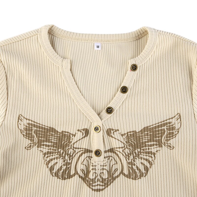 WINGS Vintage Long Sleeve Crop Top
