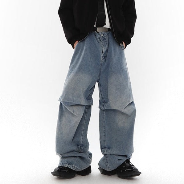 FOLDED Wide Jeans With Metal Holes